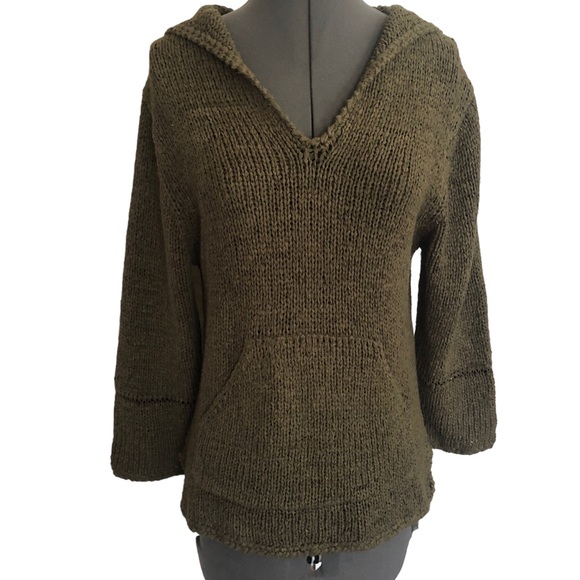 Max Studio Olive Green Sweater Hoodie Size Large - Picture 1 of 8